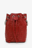 Fendi Red Zucca Leather Mini Mon Tresor Drawstring Bucket Bag