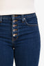 Veronica Beard Medium Blue Denim Buttoned Flared Jeans Size 26
