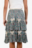 Gucci Multicolour Floral Print Lace Bow Detail Midi Skirt Size XS