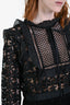 Self-Portrait Black Lace Pleated Long Sleeve Mini Dress Size 10