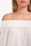 Ramy Brook White Sheer Off-the-Shoulder Long Sleeve Top Size M/L