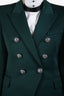 Balmain Green Padded Shoulder Lion Button Blazer Size 38