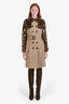 Burberry Prorsum Tan Twill Leopard Mink Belted Trench Coat Size 40