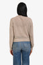 Brunello Cucinelli Light Beige Linen Silk Sequin Fine Knit Crewneck Cardigan Size S