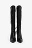Miu Miu Black Leather Ruched Heeled Knee High Boots Size 39