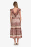 Sea New York Beige/Red Cotton Printed Ruffle Maxi Dress Size 6