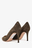 Gianvito Rossi Dark Olive Suede Gianvito 85 Heels Size 39.5
