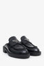 Prada Black Leather Logo Plaque Mule Loafers Size 35