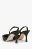 Manolo Blahnik Green Suede Buckle Slingback Heels Size 36
