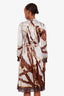 Gucci Grey Silk Printed Belted Midi Dress Size 36