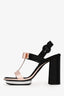 Prada Pink/Black Satin Bow Platform Block Heels Size 38