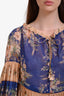 Zimmermann Blue/Peach Cotton Tiered Long Sleeve Mini Dress Size 1 with Slip