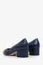 Pre-loved Chanel™ Navy Leather CC Chain Detail Pumps Size 36