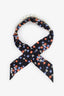 Miu Miu Black Silk Floral Faux Pearl Necklace