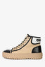 Pre-loved Chanel™ Beige/Black CC Logo High Top Sneakers 39