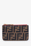 Fendi 2021 Brown/Red FF Embossed Key Pouch Wallet