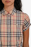 Burberry Tan Check Short Sleeve Polo Shirt Size XS