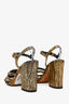 Pre-Loved Chanel™ Gold/Black Leather Chain Detail Ankle Strap Sandals Size 36