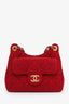 Pre-loved Chanel™ 2022+ Red Wool CC Mini Hobo Shoulder Bag