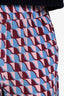 Weekend Max Mara Pink/Blue Silk Patterned Wide Leg Pants Size 2