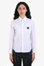 Play Comme Des Garcons White Long Sleeve Logo Button Up Shirt Size S