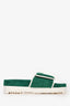 Gucci Adidas Green/White Terry Cloth Leather GG Monogram Adidas Logo Slides Size 39