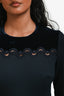 Sandro Navy Velvet Lace Embellished Long Sleeve Mini Dress Size 0