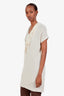Brunello Cucinelli Beige Knit Tunic With Silk Fringe Slip Size S