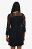 Maje Navy Sheer Ruffled Long Sleeve Dress Size 1