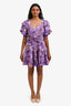 Ulla Johnson Purple Printed Short Sleeve 'Naomi' Dress Size 2