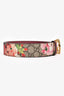 Gucci Brown/Pink Coated Canvas In Bloom GG Marmont Belt Size 80/32