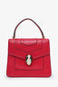 Bvlgari Red Leather Serpenti Top Handle Bag