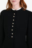 Pre-loved Chanel™ 1997 Black Wool Silk Trim Pearl CC Button Jacket Size 42