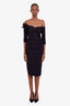 Greta Constantine Black Off The Shoulder Midi Dress Size M