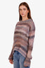 Acne Studios Pink/Grey Striped Mohair Alpaca Open Knit Sweater Size S