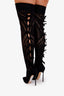 Casadei Black Ribbon Detailed Sock Style Over Knee Boots Size 38