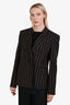 Saint Laurent 2020 Navy/Yellow Pinstriped Double Breasted Blazer Size 48