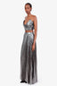 Retrofête Silver Metallic Crop Top and Maxi Skirt Set Size XXL