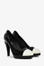 Pre-loved Chanel™ Black/White Patent Cap Toe Platform Heels Size 42