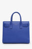 Saint Laurent Blue Smooth Leather Nano Sac de Jour Top Handle Bag with Strap
