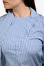 Tibi Blue/White Cotton Striped Neck Tie Shirt Size 2
