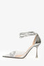 Mach & Mach Clear PVC and Silver Crystal D'Orsay Ankle Wrap Pumps Size 37.5