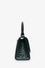 Balenciaga Green Crocodile-Embossed Leather Hourglass Bag with Strap
