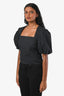 Frame Black Cotton Poof Sleeve Square Neck Top Size XS