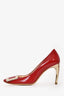 Roger Vivier Red Patent Leather Gold Buckle Heels Size 36.5