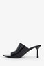 Prada Black Brushed Leather Open Toe Mules Size 39.5