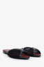 Pre-loved Chanel™ Black Mesh Cotton Coco Beach CC Flats Size 39.5