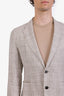 Zegna Crossover Brown/White Plaid Linen and Silk Blend Single Breasted Blazer Size 48 Mens