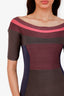Herve Leger Purple/Grey Colour Block Quarter Sleeve Bandage Dress Size S