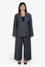 Sibel Saral Grey Flannel Blazer + Trouser Set Size L